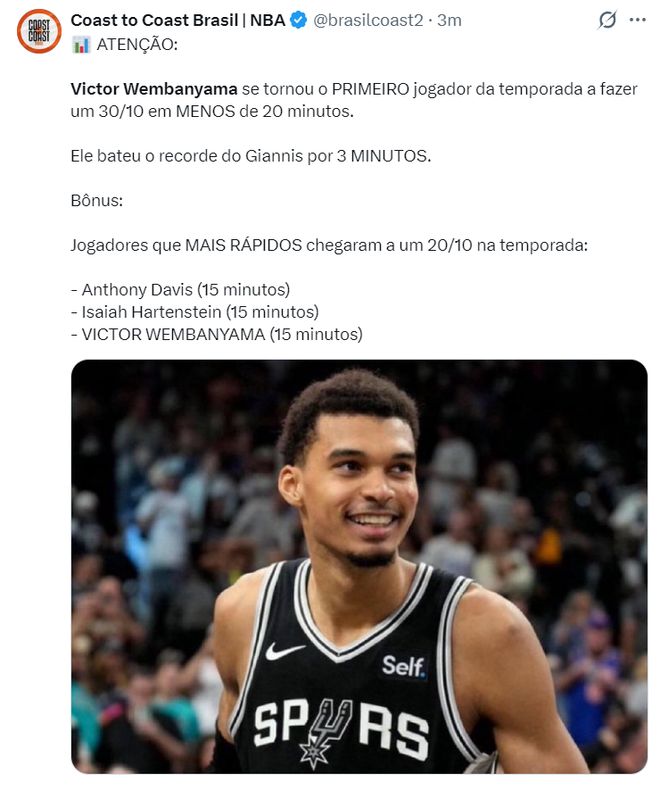 文班亚马20分钟砍30+10创纪录 马刺大胜公牛登顶积